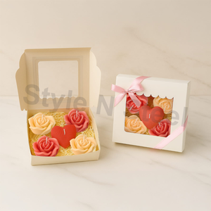 One heart <b>candle</b> and four rose-<b>shaped</b> <b>candles</b> Decoration-for Christmas Easter Birthday & Valentine's Day - Product Image 2