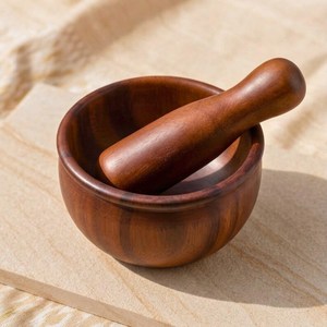 Ensemble mortier et pilon en bois, fabriqué à la main pour broyer les herbes et les épices, outil manuel durable - Product Image 1
