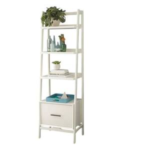 Durable 4-Tier Bookshelf Drawer Modern White Coated Wood Panel Bookshelves for Bedroom Living Room Storage <b>Rack</b> Drawer - Product Image 1