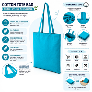 Bolsa de Tela de Algodón Personalizada con Logotipo de Alta Calidad |   Bolsa de Compras Reutilizable de Lona Tejida |   Bolsa de Diseño Sencillo Lista para Exportación - Product Image 5