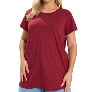 Camiseta de Manga Corta para Mujer, Color Sólido, Estilo Casual, Cuello Redondo, Algodón, Verano, Venta al Por Mayor, OEM, Moda, Tendencia - Product Image 4