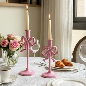 Pink <b>Bow</b> Candle Stand Cute Decorative Candle <b>Holder</b> Perfect For Girls Party Decor Birthday Celebrations And Room Styling - Product Image 1