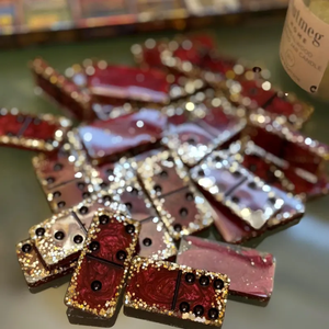 Handmade Red Resin <b>Domino</b> <b>Set</b>, Customizable Party Game Luxury Game <b>Set</b> - Product Image 4