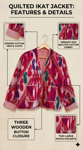 Handmade <b>Quilted</b> Kantha Jacket Vintage Reversible Cotton Sari Coat Sustainable Bohemian Women's <b>Winter</b> Outerwear - Product Image 6