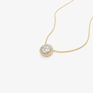 จี้เพชรทรงกลมเจียระไนแบบบริลเลียนท์ 14K 18K ทองคำแท้ VVS2 น้ำหนัก 0.90 กะรัต ประดับด้วยเพชรแล็บโกรว์ พร้อมตัวเรือนแบบ Halo Setting สร้อยคอเครื่องประดับชั้นดีสำหรับผู้หญิง - Product Image 2