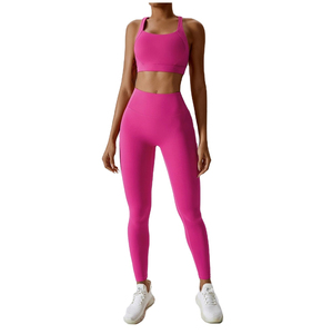 Women's Eco-Friendly Solid Purple 2-Piece Yoga <b>Set</b> <b>Square</b> Neck Sleeveless Crop Top High Waist Leggings Seamless Cut-Out Design - Product Image 1
