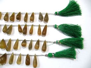Perles lisses en forme de goutte d'eau en calcédoine brune naturelle, vendues par brin de 8 pouces - Product Image 5