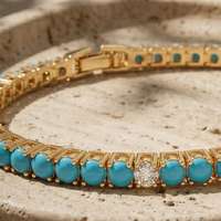 Meilleure Vente Bracelet Tennis en Argent Sterling 925 avec Pierre Précieuse, Bracelet Turquoise d'Arizona, Bijoux Fins pour Femme