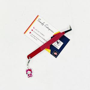 Pince à cils professionnelle Somofy Enterprises en acier inoxydable avec logo personnalisé, pince à cils à 90 degrés, breloque chat, durable - Product Image 4