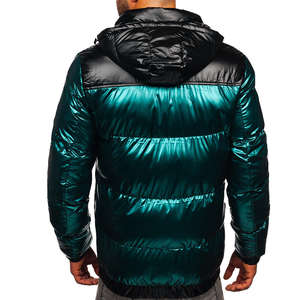 Veste en duvet vert brillant personnalisée de marque, veste en duvet d'oie de haute qualité pour hommes - Product Image 3