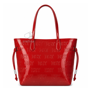 Delta |   Sigma |   Bolso Tote para Mujer de la Hermandad Theta, Bolso de Cuero Patentado Brillante con Grabado DST, Bolso Brillante Encerado, Ropa Griega - Product Image 1