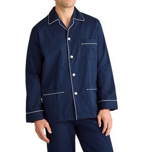 Pijama informal de algodón 100% de alta calidad para hombre, Conjunto de pijama de dos piezas de manga larga, ropa de dormir, ropa de dormir OEM, diseño personalizado al por mayor - Product Image 5