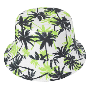 Sombrero de Pescador Unisex con Estampado de Palmeras Tropicales, para Playa, Verano, Casual, Protección Solar, Material de Lona de Poliéster - Product Image 1
