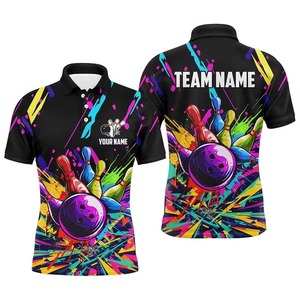 Wholesale High Quality Polyester/Cotton Sporty Style <b>Bowling</b> for Shirt with Knitted Fabric Custom Colors Logo Printing for Men - Product Image 6