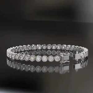 Lab Grown Diamond Tennis <b>Bracelet</b> for Women 14k Solid Gold Round Moissanite Wedding <b>Bracelets</b> & Bangles - Product Image 3