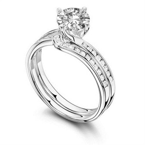 Round Shoulder <b>Set</b> <b>Ring</b> With Matching Band 0.80 Ct Lab Grown Diamond In 18K <b>Gold</b> Platinum - Product Image 1