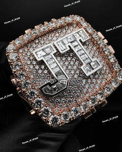 Custom <b>Initial</b> <b>Ring</b> Iced Out Baguette VVS Moissanite Diamonds 925 Sterling Silver Hip Hop Statement <b>Ring</b> Luxury Jewelry - Product Image 2