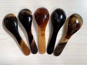 Cuillère en corne naturelle écologique pour restaurants et fêtes, en corne de bœuf et de buffle avec finition polie miroir - Product Image 1