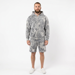 Custom <b>Men's</b> Pullover <b>Hoodie</b> <b>And</b> <b>Shorts</b> <b>Set</b> Brushed Fleece Two Piece Casual Outfit With Applique Branding Elastic Waist - Product Image 3