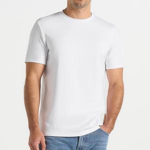 T-shirt décontracté pour homme en jersey de coton blanc à coupe classique, manches courtes, col rond, couleur unie, design simple - Product Image 6