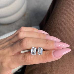 Pendientes de Diamante Corte Esmeralda de 1.01CT Cada Uno, Cultivados en Laboratorio, Oro Sólido de 10K, Joyería Fina, Regalo para Novia, Boda, Fiesta - Product Image 3