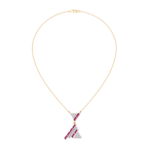 Collar con colgante de oro blanco contemporáneo, Natural piedra preciosa de Rubí, corte de Baguette único, colgantes finos chapados en oro de 14K y 18K - Product Image 1