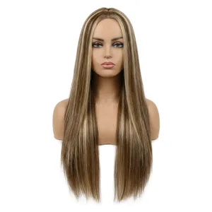 100% Remy Weft Straight Highlighted Full Lace <b>Wig</b> <b>Long</b> Highlighted Hair Natural Wave Texture Human Weft Customizable Hair - Product Image 2