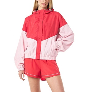 Conjunto Corto Cortavientos de Alta Calidad para Mujer, Transpirable, con Cremallera, Top Corto, Estilo Vintage, Bloques de Color, Parches Bordados - Product Image 3