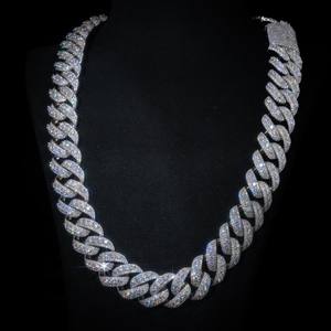 Collar de Cadena Cubana de 22 Pulgadas, Plata 925 con Baño de Rodio, Estilo Hip Hop, con Moissanita Brillante, Aspecto de Diamante, Joyería para Regalo de Fiesta - Product Image 1