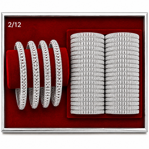 Women's Tibetan 12 Pack <b>Silver</b> <b>Bangles</b> Set Zircon Inlay Classic Wedding Jewelry <b>Bracelets</b> Alloy <b>Silver</b>/Gold Plated 43002 - Product Image 6