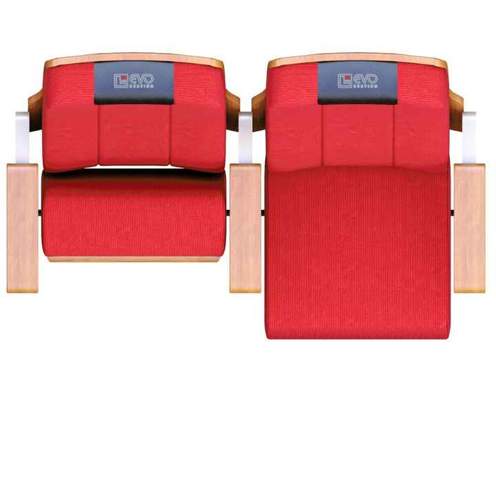 EVO8604 Durable Fabric Auditorium Seat Folding Wooden Armrest School Church Seat Auditorium Chair With Back Writing Table