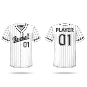 Maillot de baseball imprimé de haute qualité unisexe à boutons sur le devant, à rayures fines, en polyester, manches courtes, 100 % coton, 140 g/m², poids lourd, pour adultes - Product Image 5