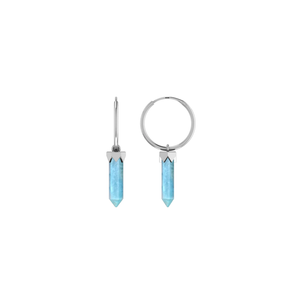 Boucles d'oreilles pendantes en argent sterling 925 de qualité supérieure, finition haut de gamme, aquamarine naturelle taillée en forme de crayon, sertissage à la colle, tendance pour mariage et soirée - Product Image 1