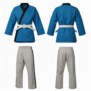 Ensemble d'uniformes de karaté gris en coton pour adultes unisexe, tenue d'arts martiaux avec ceinture noire, durable, teinture unie, fournisseur en gros OEM ODM - Product Image 6