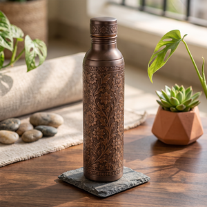 Falah International Stainless Steel Water <b>Bottle</b> Engraved Floral Mandala Design Decorative Drinking <b>Bottle</b> <b>Vintage</b> Metal Gift - Product Image 4