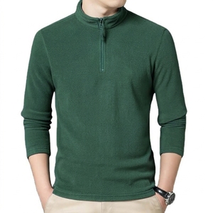 Sudadera de Forro Polar con Cuello Alto y Media Cremallera para Hombre, Color Liso, Manga Larga, Cálida, Capa Base para Otoño e Invierno, Venta al por Mayor - Product Image 2