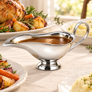 Soupière en acier inoxydable avec poignée, finition miroir, base sur piédestal pour table à manger - Product Image 4