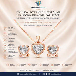 Premium 2.50 TCW Heart Cut Lab Grown Diamond <b>Pendant</b> and Earrings Set 14K <b>Solid</b> Rose <b>Gold</b> Fine Jewelry for Women - Product Image 1