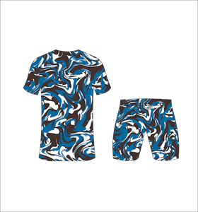 ชุดเสื้อฟุตบอลซับลิเมชั่นสำหรับผู้ชาย รุ่น Ferocious คอวี แขนสั้น ระบายเหงื่อได้ดี ลายพรางสีน้ำเงิน - Product Image 3