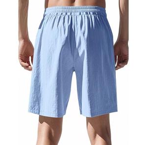 Shorts Bermuda décontractés pour hommes, couleur unie, satin, logo sur le devant, cordon de serrage, taille mi-haute, respirants - Product Image 2