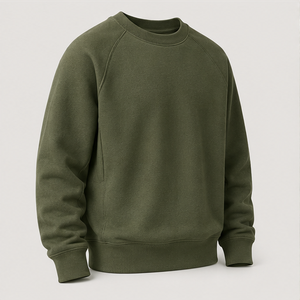 Customize <b>Moss</b> <b>Green</b> Mens Oversized Athletic Wide Rib Crewneck Pullover Sweatshirt Dense Cotton Blend Fleece MCRW-0034 - Product Image 3