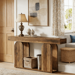 Consolle Lunga in Legno di Lusso Contemporanea con Vano Portaoggetti per Ingresso di Casa, Appartamento, Hotel o Soggiorno, Design Moderno delle Gambe - Product Image 1