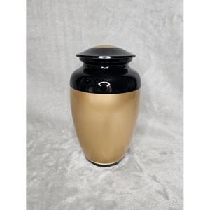 Urna Funeraria Dorada y Negra para Cenizas de Adultos, Acabado Metálico Resistente, Tamaño Grande, Urnas para Cremación Humana, Suministros Funerarios, Resistente a la Oxidación - Product Image 1