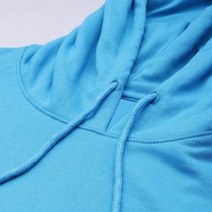 Sudadera con capucha corta azul cielo para mujer, informal, de manga larga, con cordón ajustable - Product Image 6