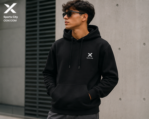 Sweat-shirts en coton 100% personnalisés pour hommes X Sports City, ajustables avec œillets métalliques, poche kangourou, poignets et ourlet côtelés, cordon de serrage durable - Product Image 3