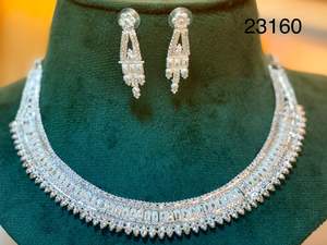 Gold Finish Leaf Pattern Necklace <b>Set</b> with Matching Drop Earrings | Elegant Party & <b>Wedding</b> Jewelry <b>Set</b> 23157 - Product Image 4