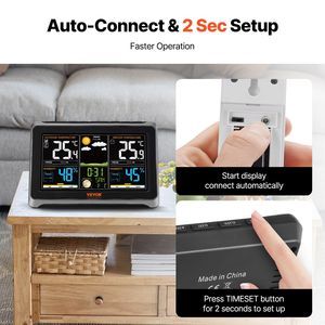 7.5 grande Display a colori Wireless digitale Home Weather Station per interni esterni Smart Home regolabile temperatura dell'orologio atomico - Product Image 5