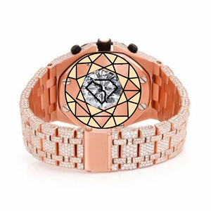 นาฬิกาแฟชั่นฮิปฮอปเรียบหรู ประดับเพชรโมอิสซาไนต์  หน้าปัดควอตซ์  ขนาด 10 มม.  สายสแตนเลสสตีล  แบบกด - Product Image 4
