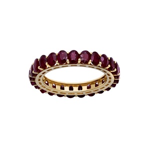 แหวนทองคำ 14k สีเหลืองประดับทับทิมรูปไข่ทรงโอวัลแบบเต็มวงจาก Memoria Jewels ขายส่ง - Product Image 1