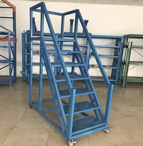 Hot Sale Mobile Safety Step Work Platform <b>Ladder</b> Heavy Duty Steel Foldable Industrial Warehouse <b>Ladder</b> with Handrails - Product Image 1